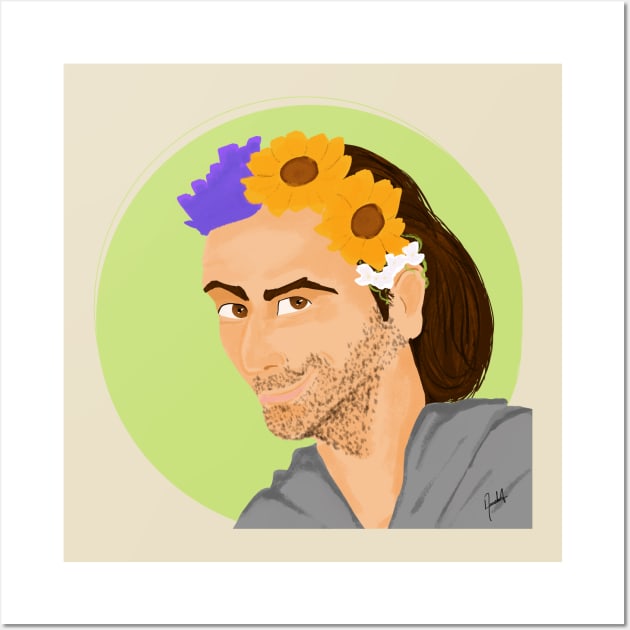 David Tennant wearing a flower crown Wall Art by AC Salva